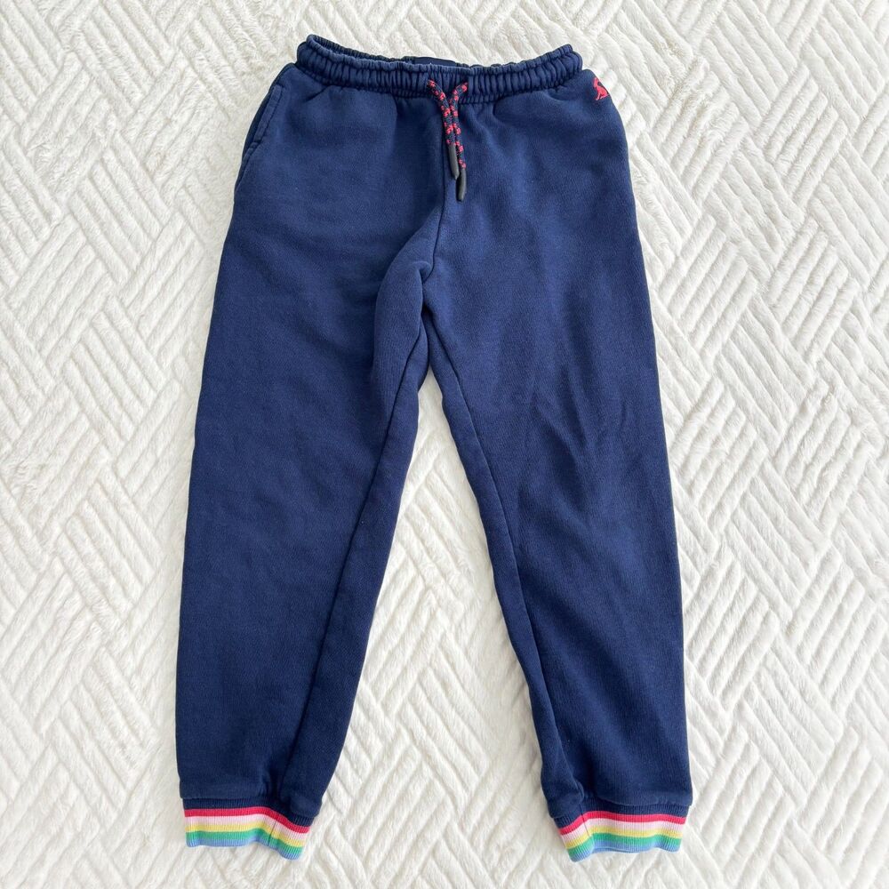 Joules Kids Sid Jogger Sweatpants Navy Rainbow Cuffs Youth Size 7 Unisex